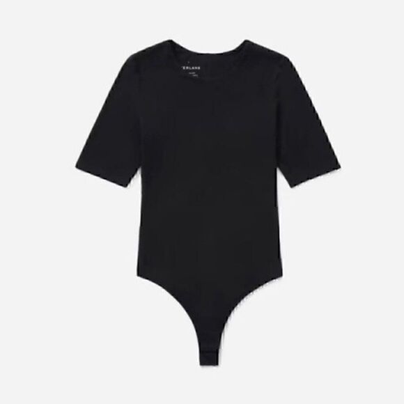 NWT Everlane The Short-Sleeve Crew Neck Bodysuit Black XS - Picture 3 of 3